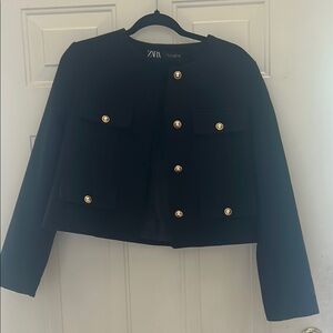 Zara Black Buttoned Women's Jacket